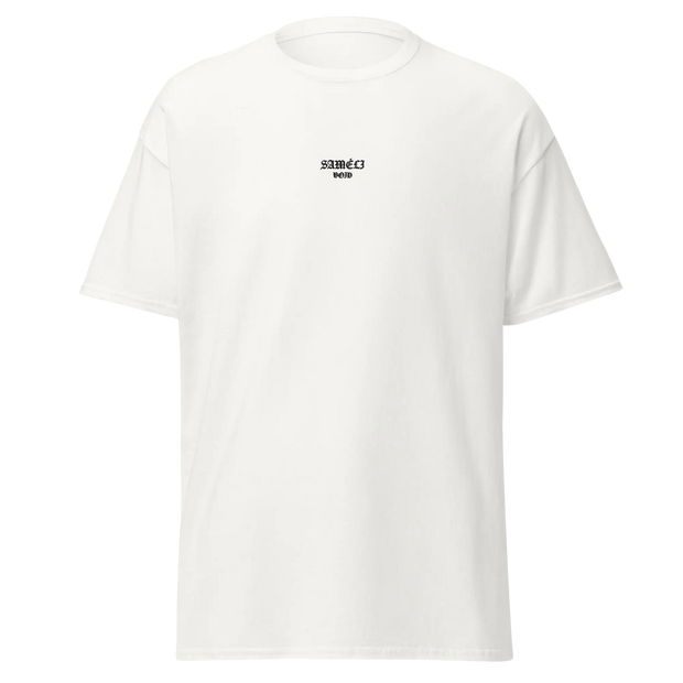 SAMÉLI VOID Shirt – Weißes T-Shirt mit Stickerei & Rückenprint aus 100 % Baumwolle - Saméli