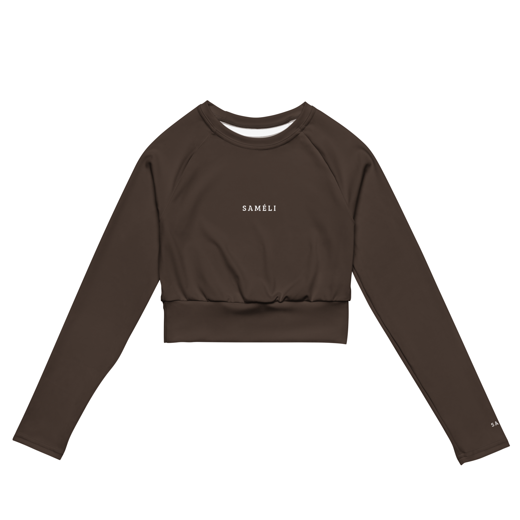 Premium Recyceltes Langarm Crop Top mit Allover-Druck