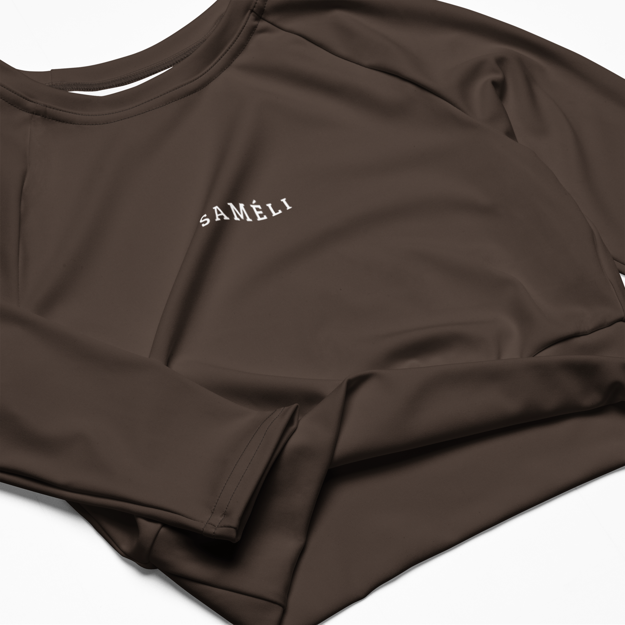 Premium Recyceltes Langarm Crop Top mit Allover-Druck